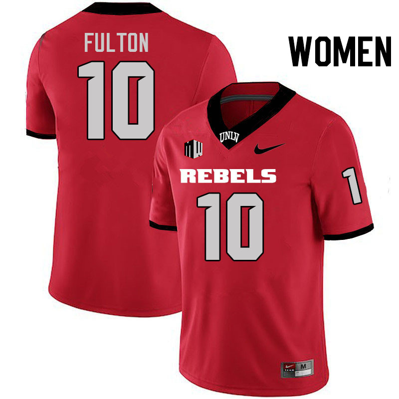 Women #10 Tre Fulton UNLV Rebels College Football Jerseys Stitched-Scarlet